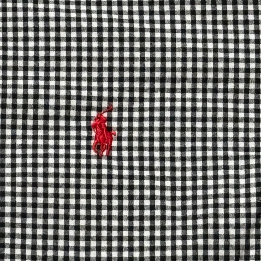 Polo Ralph Lauren Blake Mens Large Gingham Button Down Shirt Black White Cotton